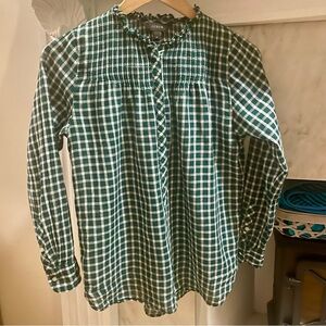 J. Crew Gingham Blouse with Ruffled Collar